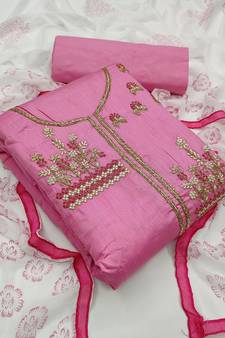 Pink hand embroidery cotton salwar