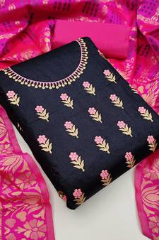 Black thread embroidery cotton salwar