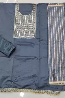 Grey hand embroidery chanderi salwar