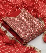Red hand embroidery chanderi salwar