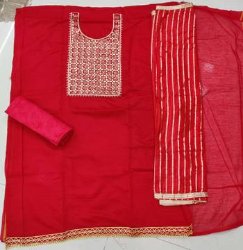 Red hand embroidery chanderi salwar 2