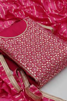 Pink hand embroidery chanderi salwar