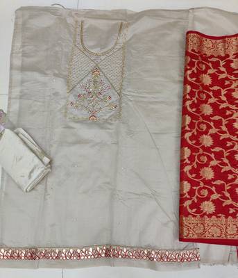 Light-grey jacquard chanderi salwar 2