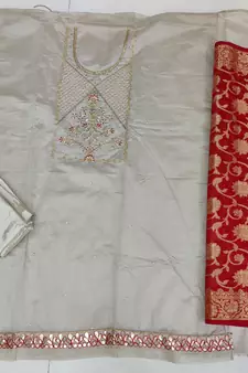 Light-grey jacquard chanderi salwar