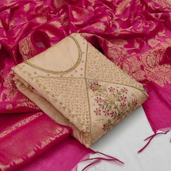 Beige jacquard chanderi salwar 1