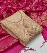 Beige jacquard chanderi salwar