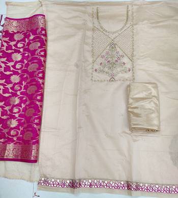 Beige jacquard chanderi salwar 2