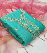 Sky-blue hand embroidery chanderi salwar