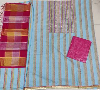 Sky-blue hand embroidery cotton salwar 2