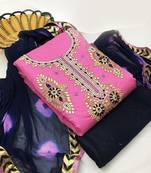 Pink hand embroidery chanderi salwar