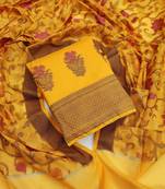 Yellow jacquard salwar
