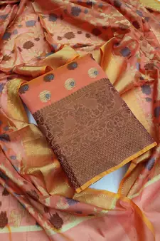 Peach jacquard  salwar