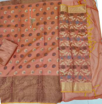 Peach jacquard salwar 2