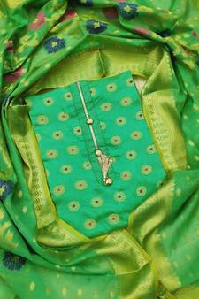Green jacquard  salwar