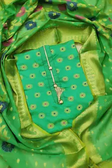 Green jacquard  salwar
