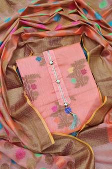 Peach jacquard  salwar