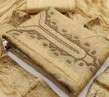 Beige hand embroidery chanderi salwar 2