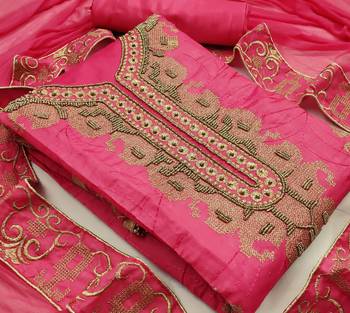 Pink hand embroidery chanderi salwar 2