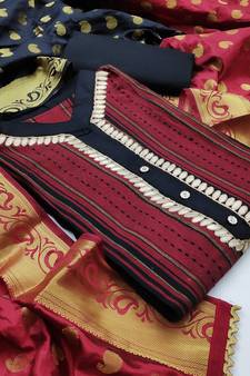 Magenta hand woven cotton salwar