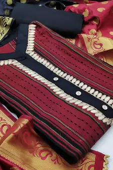 Magenta hand woven cotton salwar