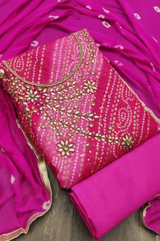 Multicolor hand embroidery cotton poly salwar