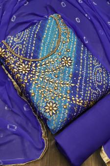 Multicolor hand embroidery cotton poly salwar