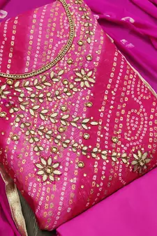 Multicolor hand embroidery cotton poly salwar
