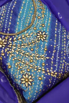 Multicolor hand embroidery cotton poly salwar