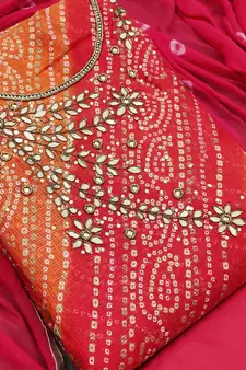 Multicolor hand embroidery cotton poly salwar