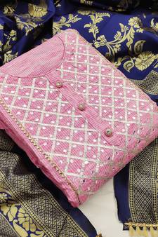 Pink hand embroidery cotton salwar
