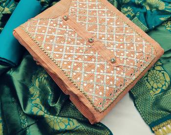 Peach hand embroidery cotton salwar 2