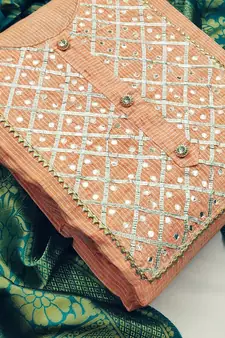 Peach hand embroidery cotton salwar