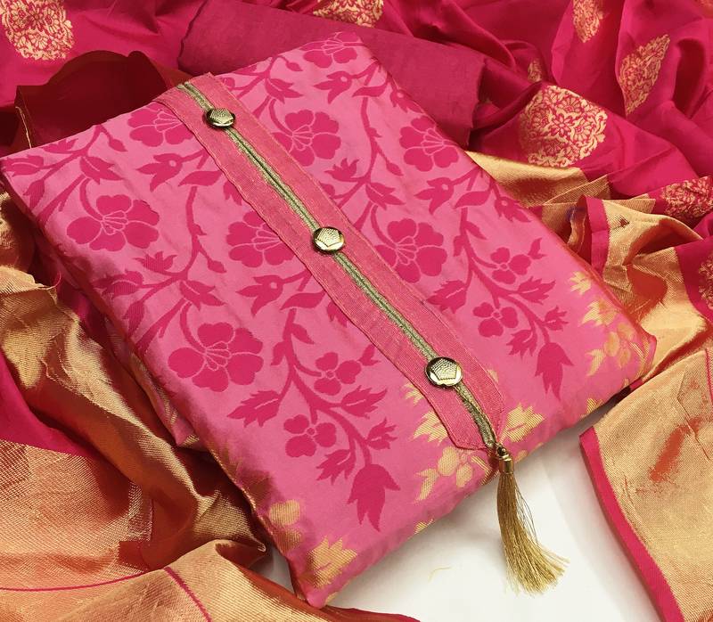 Light-pink jacquard banarasi salwar