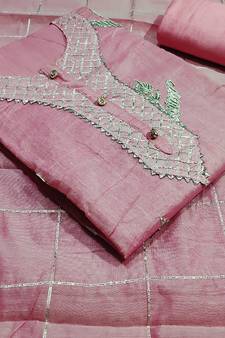 Pink hand embroidery chanderi salwar