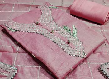 Pink hand embroidery chanderi salwar 2