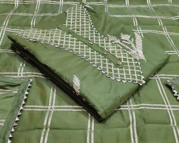 Green hand embroidery chanderi salwar 2