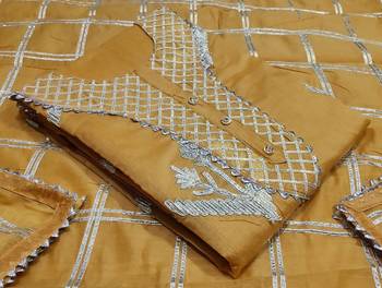 Beige hand embroidery chanderi salwar 2
