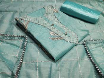 Sea-green hand embroidery chanderi salwar 1