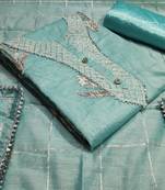 Sea-green hand embroidery chanderi salwar