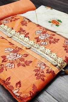 Peach embroidered chanderi salwar