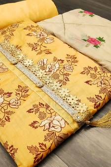 Yellow embroidered chanderi salwar