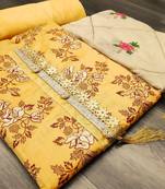 Yellow embroidered chanderi salwar