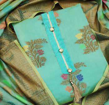 Sea-green jacquard salwar 2