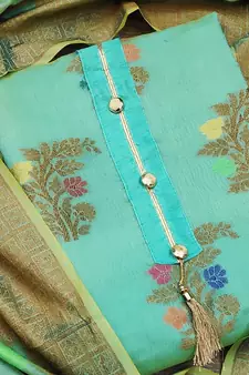 Sea-green jacquard salwar
