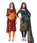 Pack of 2 Synthetic Printed Unstitched Dress Material Combo