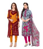 Pack of 2 Synthetic Printed Unstitched Dress Material Combo