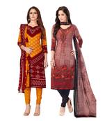 Pack of 2 Synthetic Printed Unstitched Dress Material Combo