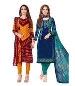 Pack of 2 Synthetic Printed Unstitched Dress Material Combo