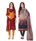 Pack of 2 Synthetic Printed Unstitched Dress Material Combo