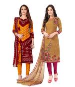 Pack of 2 Synthetic Printed Unstitched Dress Material Combo